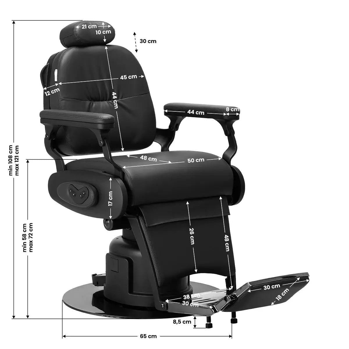 Duke Electric Barber Chair Black Gabbiano