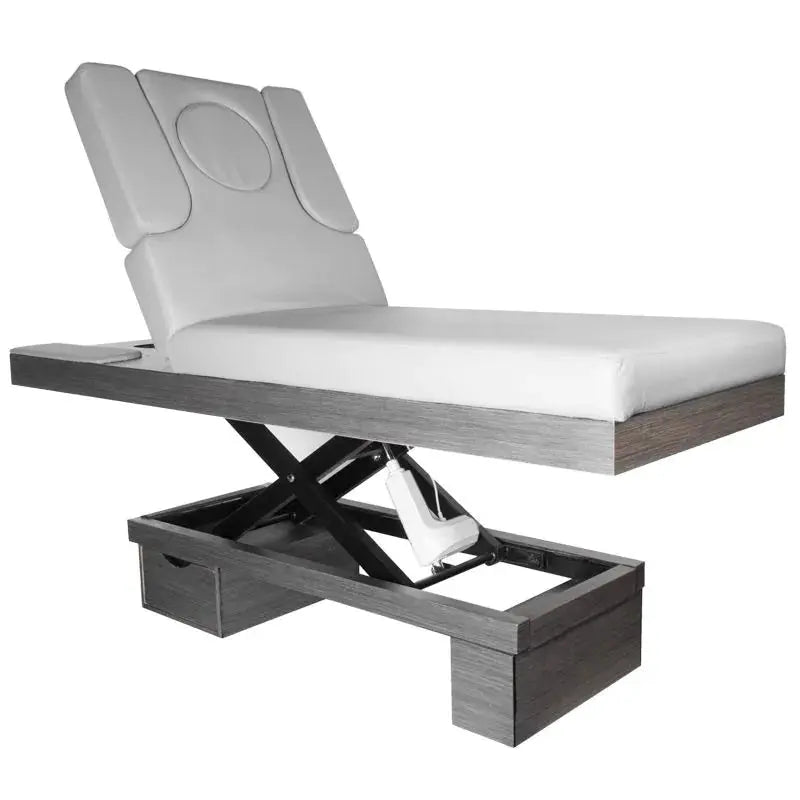 Spa cosmetic bed azzurro wood heated light gray BarberCity