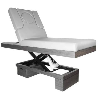 Spa cosmetic bed azzurro wood heated light gray BarberCity