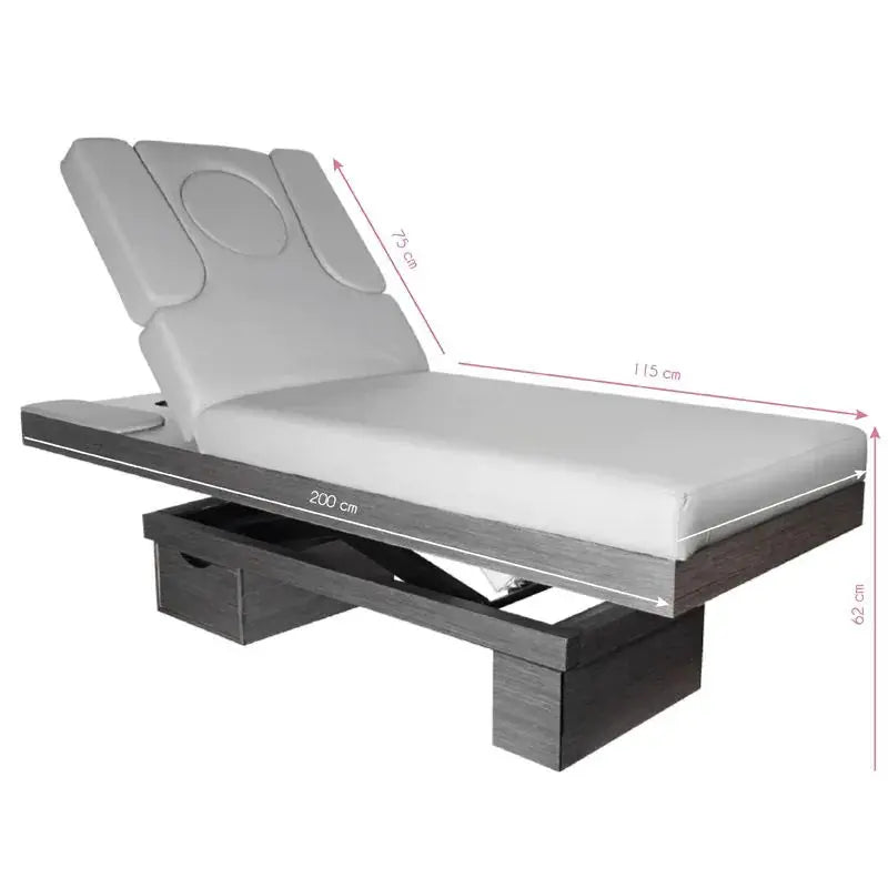 Spa cosmetic bed azzurro wood heated light gray BarberCity