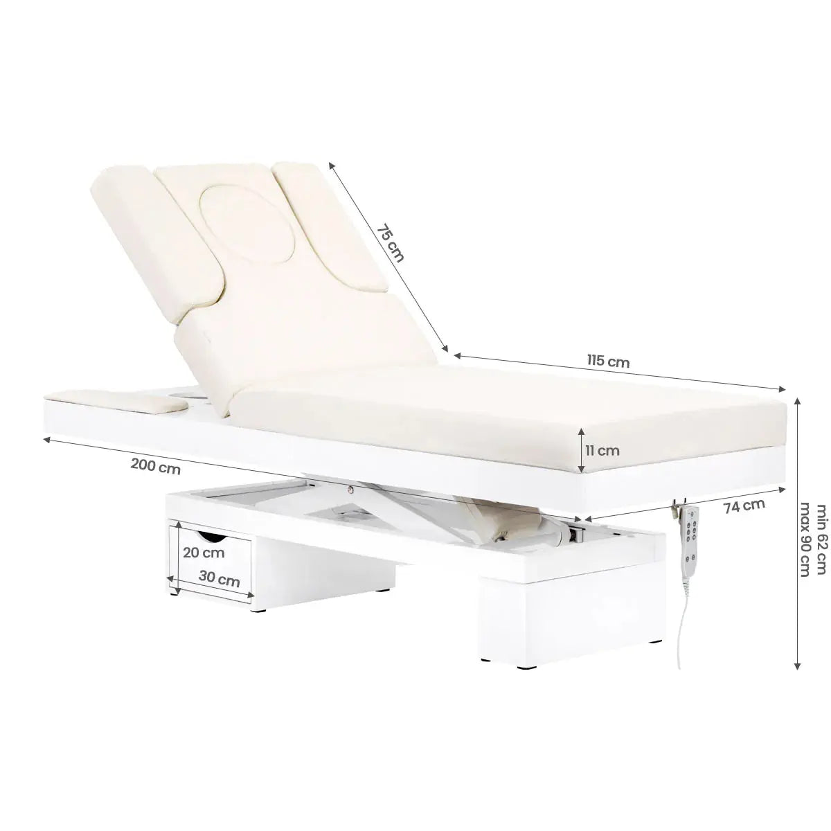 Spa cosmetic bed azzurro glowing white heated BarberCity