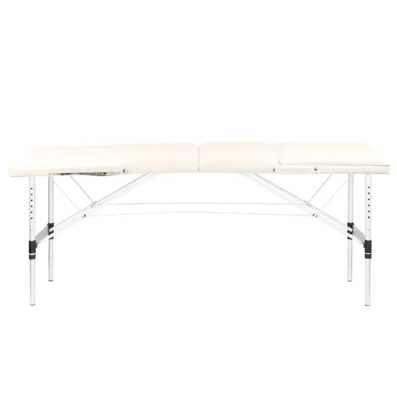 Folding massage table, aluminum comfort, 3-section cream BarberCity