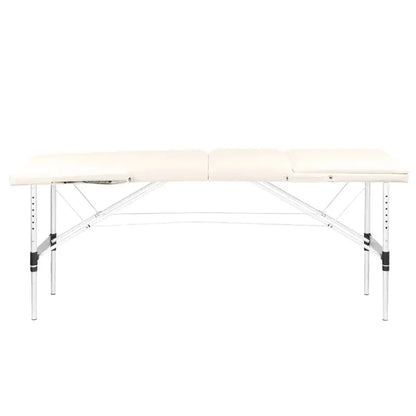 Folding massage table, aluminum comfort, 3-section cream BarberCity
