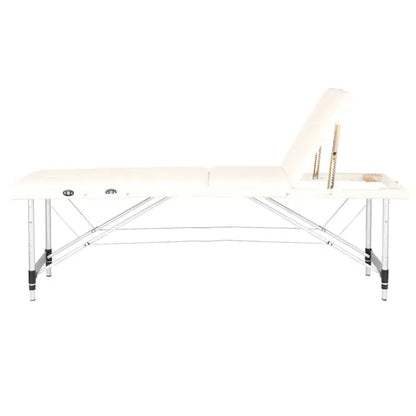 Folding massage table, aluminum comfort, 3-section cream BarberCity
