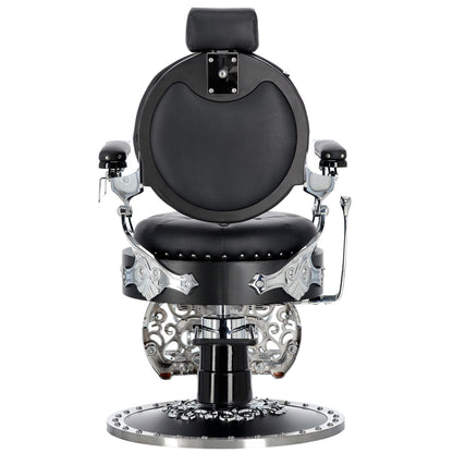 Kingdom Barber Chair Black - Silver