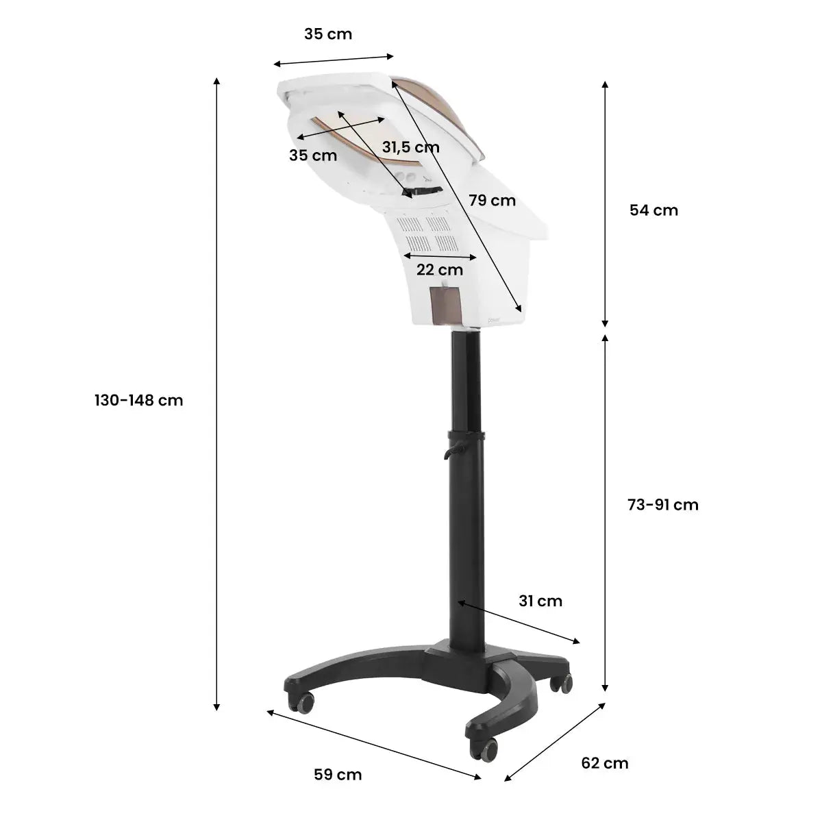 Standing hairdressing sauna 408D white with active ozone Gabbiano