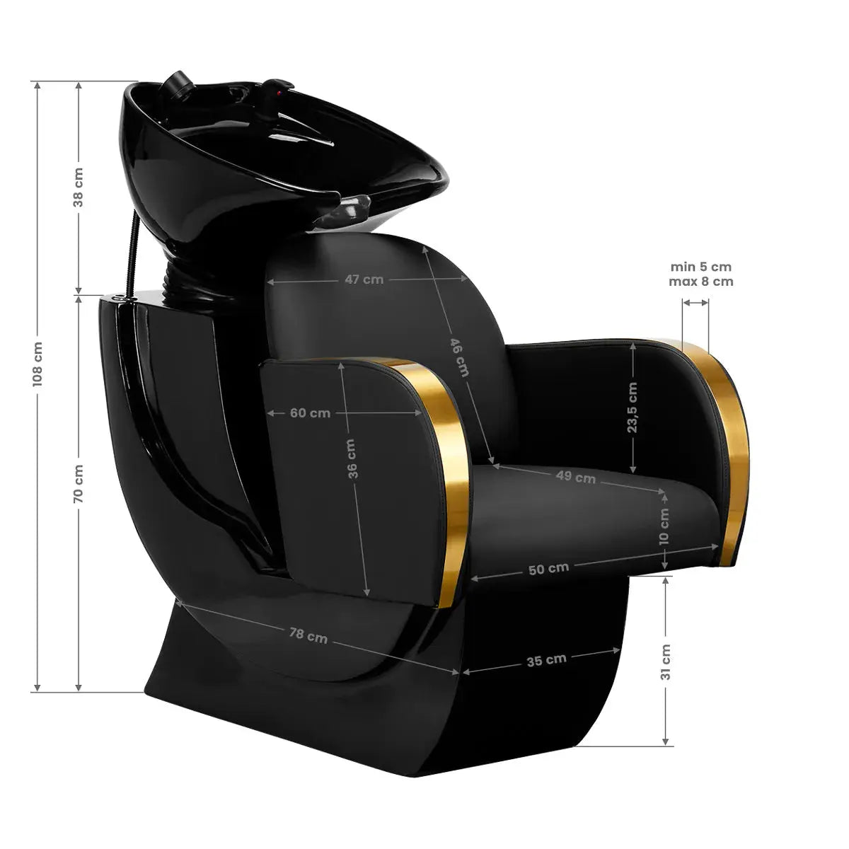 Hairdressing wash unit Malaga gold and black Gabbiano