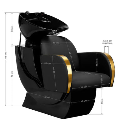 Hairdressing wash unit Malaga gold and black Gabbiano