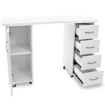 Desk 2027 white two cabinets BarberCity