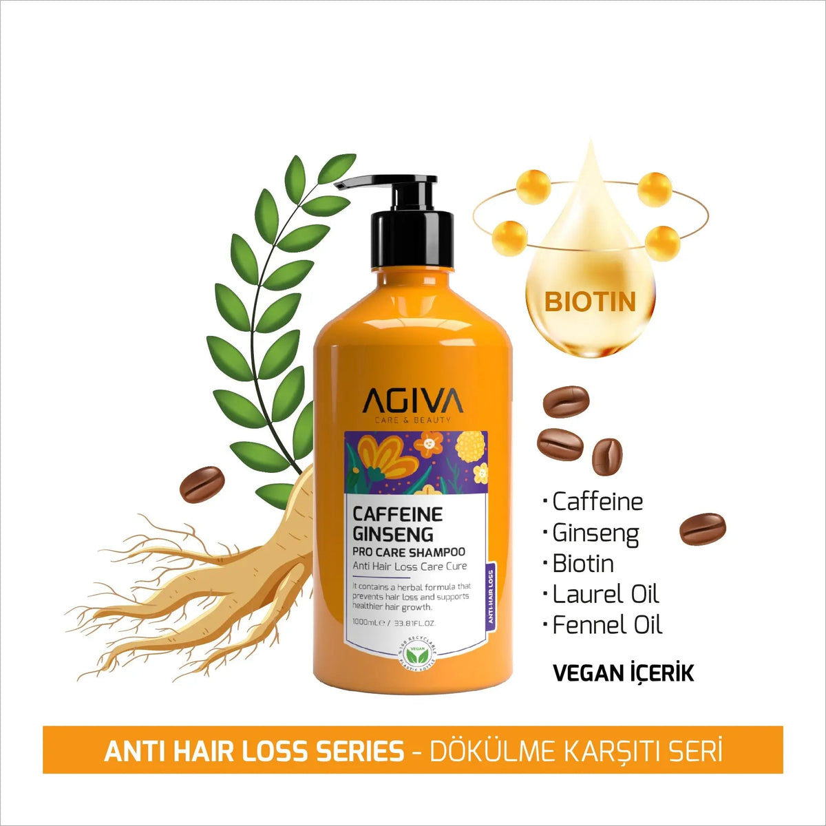 Caffeine Ginseng Pro Care Shampoo - 1000 AGIVA