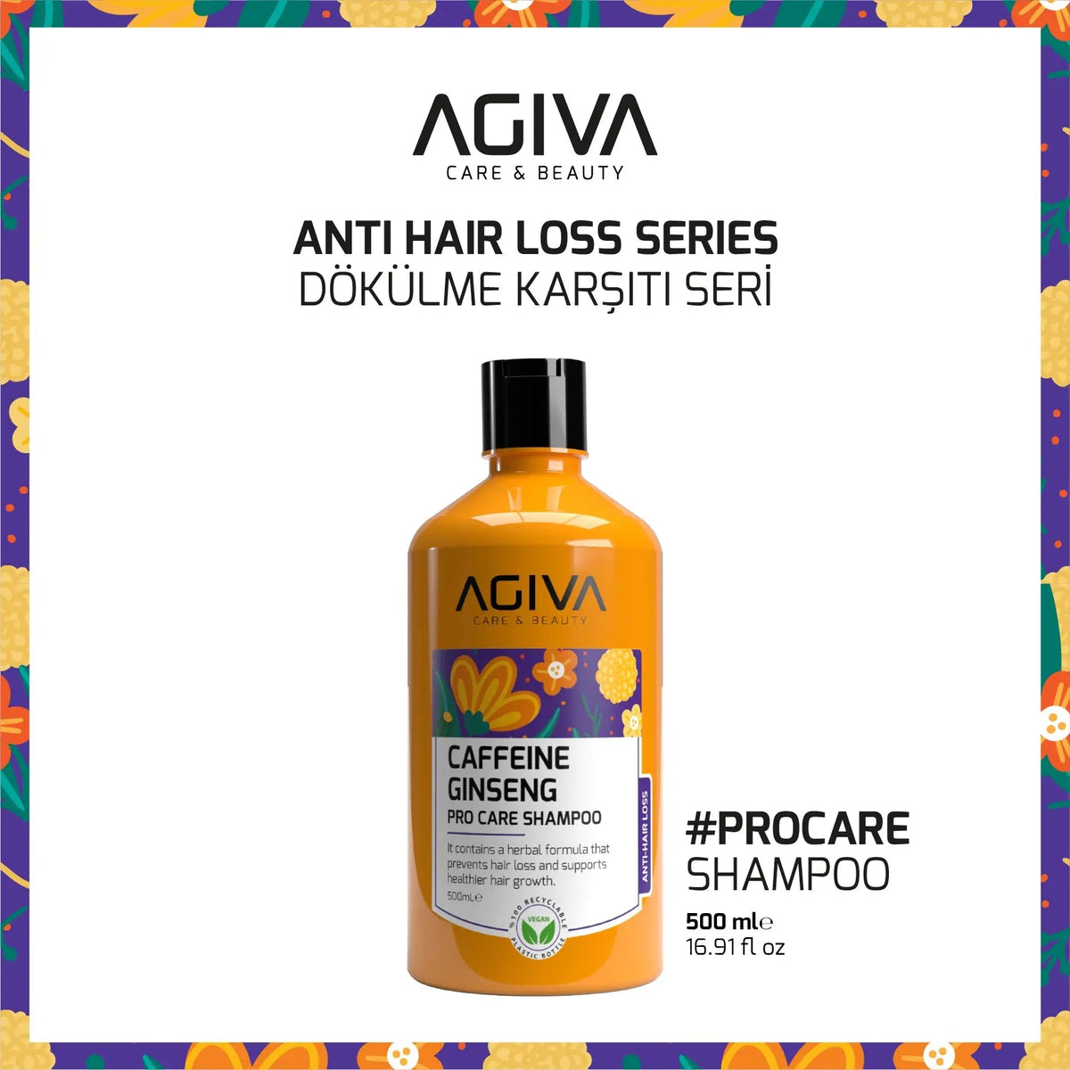 Caffeine Ginseng Pro Care Shampoo - 500 AGIVA