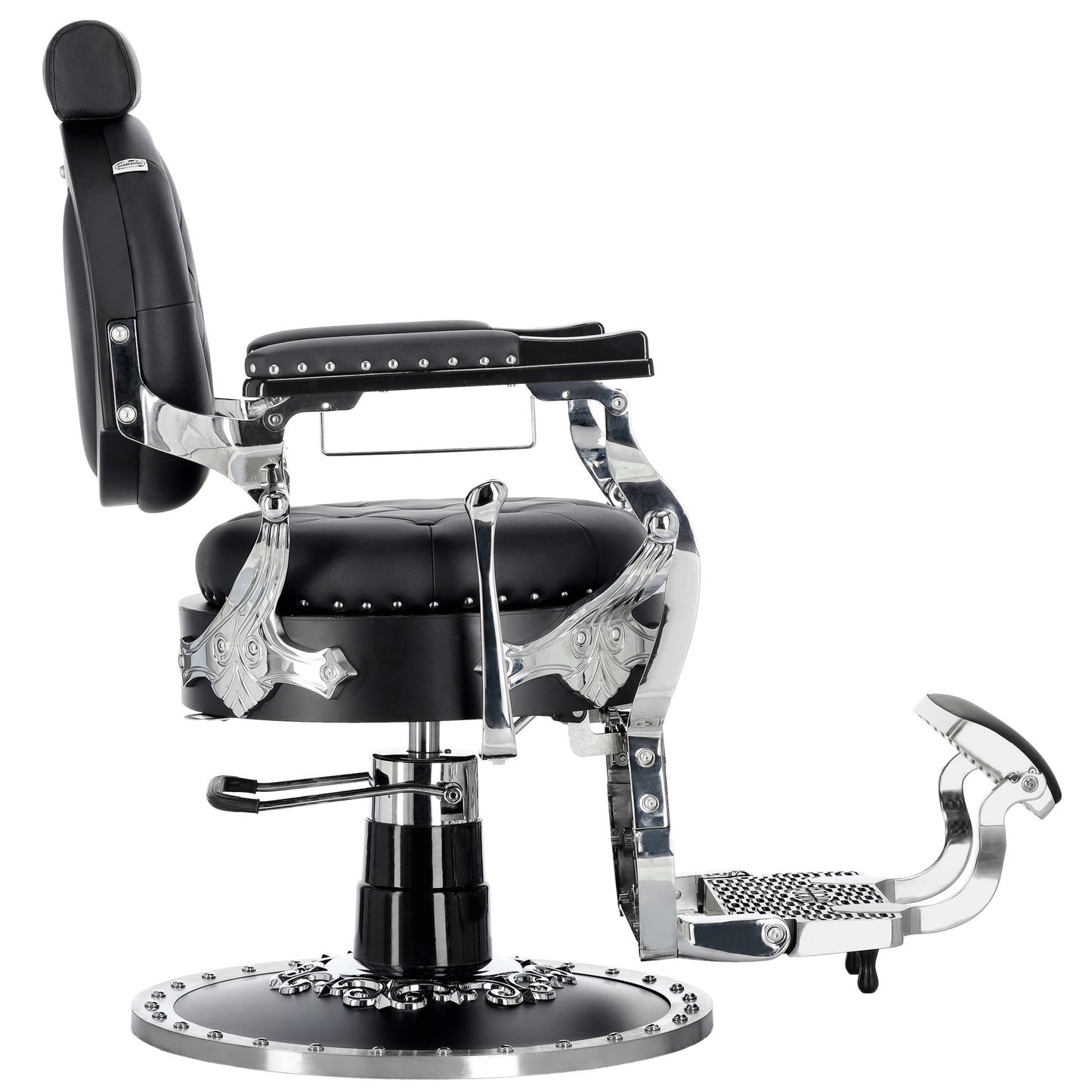 Kingdom Barber Chair Black - Silver