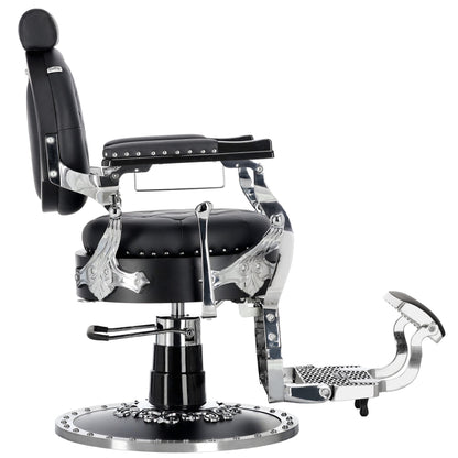 Kingdom Barber Chair Black - Silver