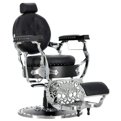Kingdom Barber Chair Black - Silver