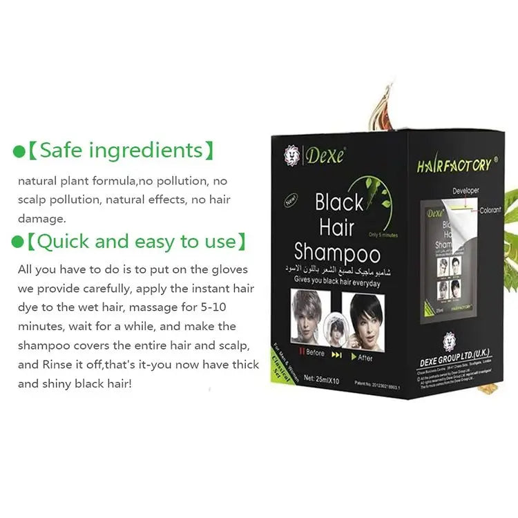 Instant Black Hair Dye Shampoo DEXE