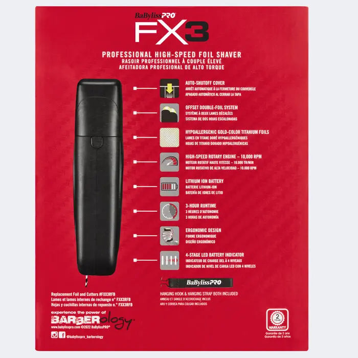 BaBylissPRO® FX3 Professional High Speed Foil Shaver BaByliss