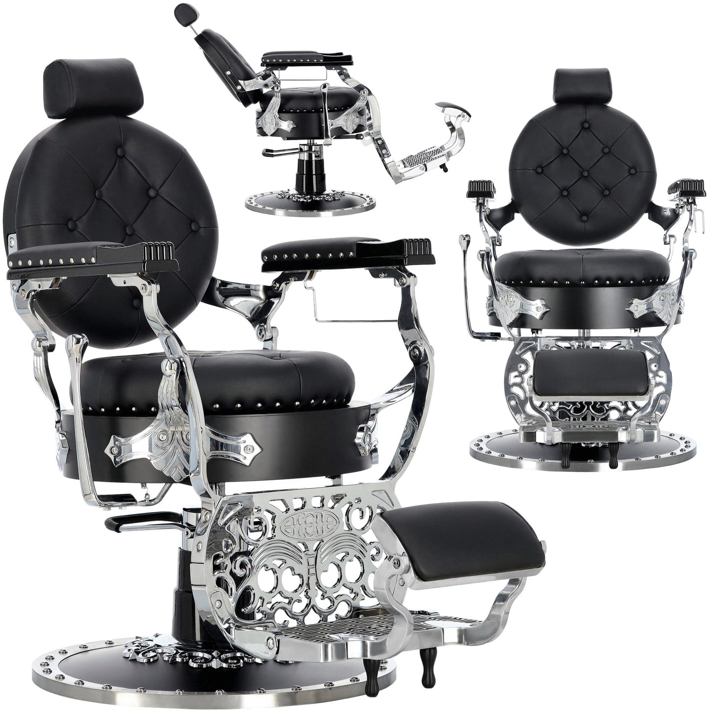 Kingdom Barber Chair Black - Silver