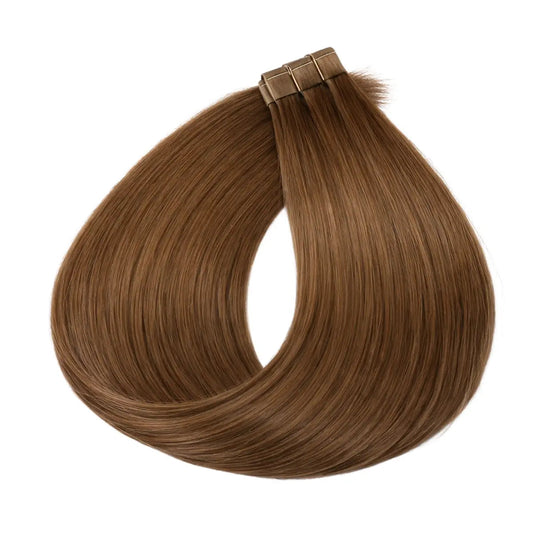 Tape-in Löshår Äkta Remy – Light Blonde 8.0 (Color #8) | 60 cm | Double Drawn Extensions