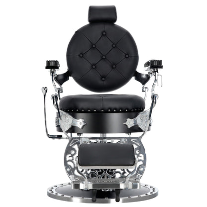 Kingdom Barber Chair Black - Silver