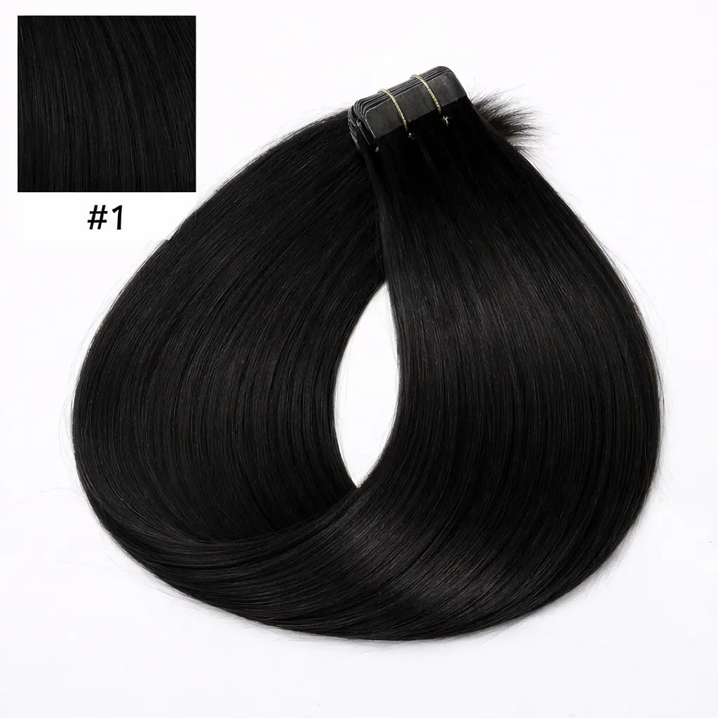 Tape-in Löshår Äkta Remy – Black 1.0 (Color #1) | 60 cm | Double Drawn Extensions