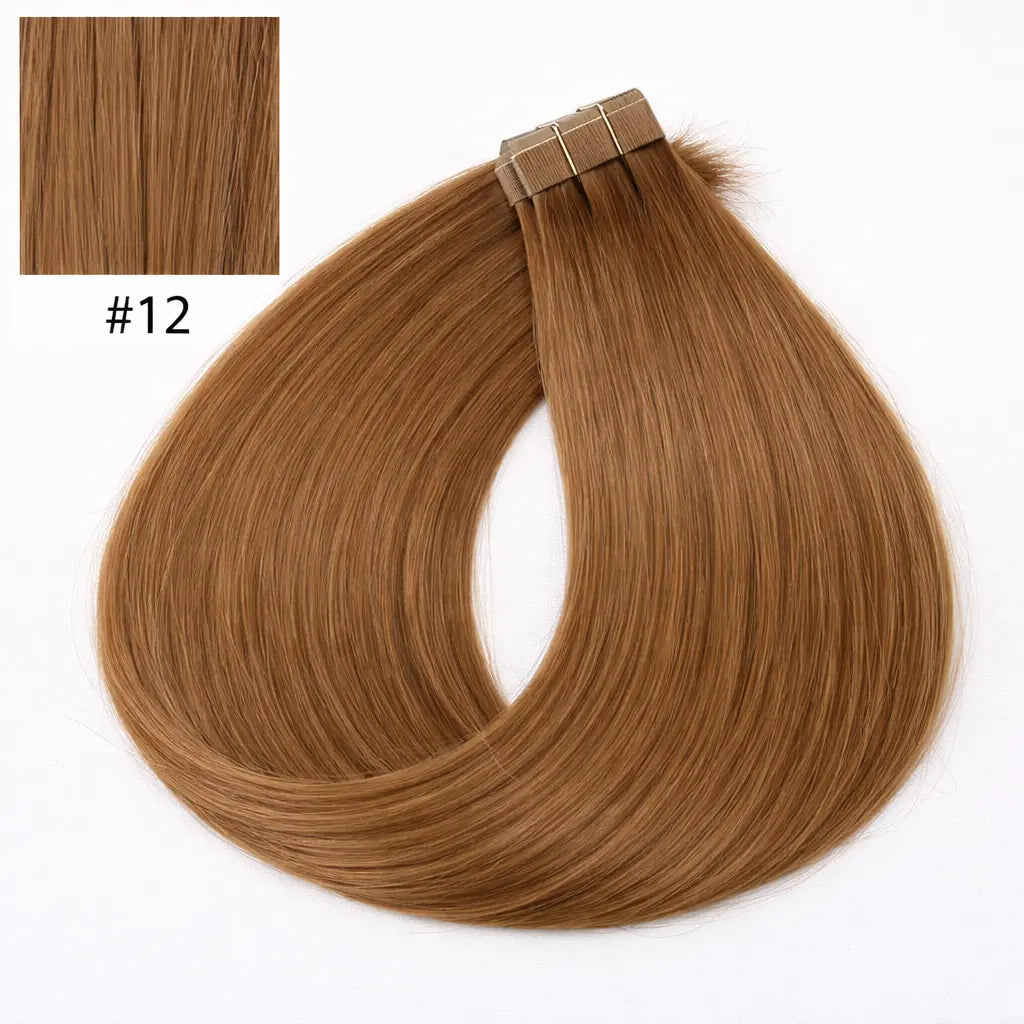 Tape-in Löshår Äkta Remy – Extra Light Blonde 12.0 (Color #12) | 60 cm | Double Drawn Extensions