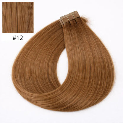 Tape-in Löshår Äkta Remy – Extra Light Blonde 12.0 (Color #12) | 60 cm | Double Drawn Extensions