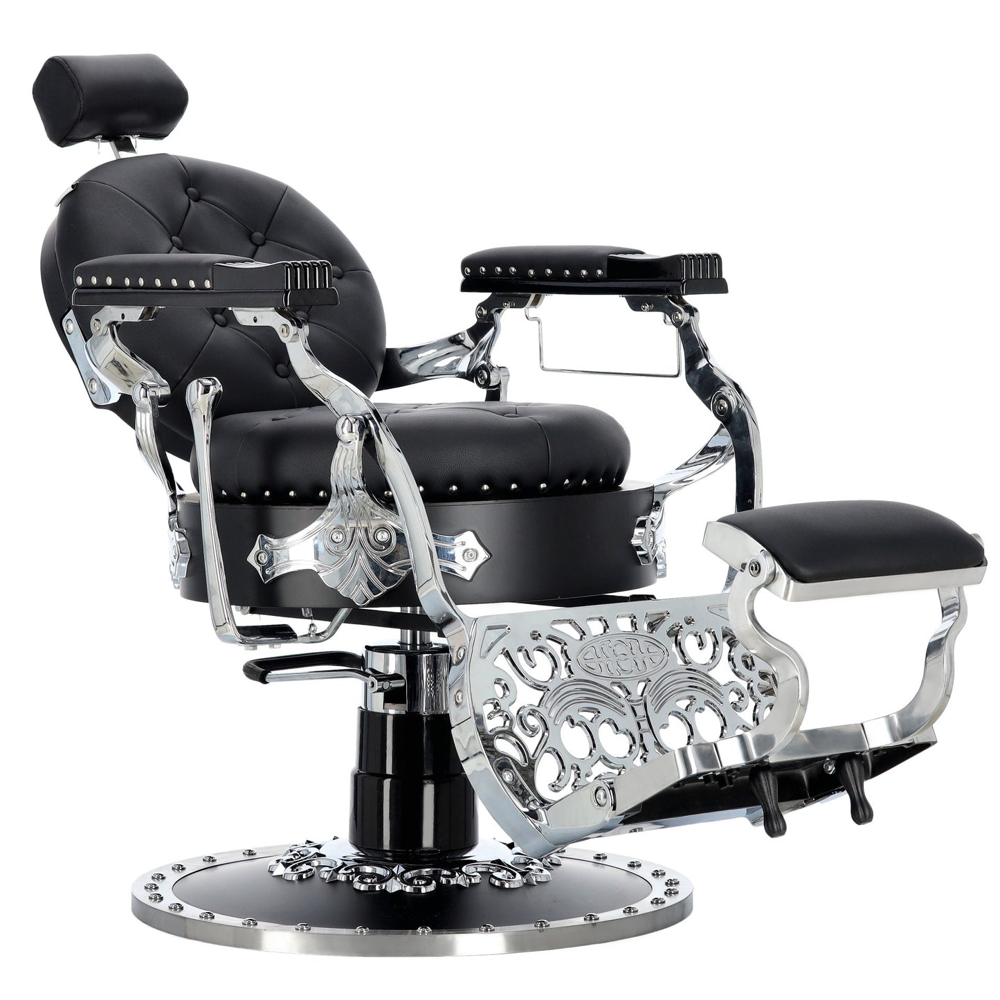 Kingdom Barber Chair Black - Silver