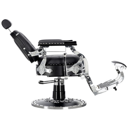 Kingdom Barber Chair Black - Silver